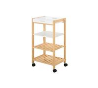 HomCom Chariot de service 3 étagères à roulettes, plateau amovible bois pin/MDF blanc