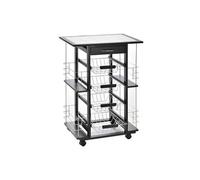 HOMCOM Desserte Chariot de Cuisine Étagère de Rangement Mobile Plateau en Carreau de Céramique 4 Ranges Condiments Latérals 57 x 37 x 83 cm Noir