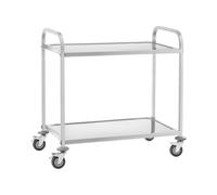 Royal Catering RCSW 3E Chariot de Service INOX Desserte Cuisine à roulettes (2 Étagères, Distance 59 cm, Charge Max. 200 kg, Acier Inoxydable)