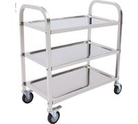 Chariot de service en acier inoxydable, 3 niveaux, grande capacité de charge, 75 cm
