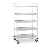 Royal Catering RCSW-5.1 Desserte Cuisine à Roulettes Chariot de Service Roulettes pivotantes (Capacité de charge par plateau: 50 kg, Espacement des plateaux: 27cm, Plateaux: 82 x 50 cm), Inox