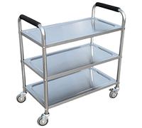 Chariot de service en acier inoxydable à roulettes, catétrol démontable, chariot de service utilitaire à 2/3 niveaux, chariot de rangement, avec roues de verrouillage