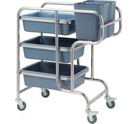 Chariot de service en acier inoxydable - Design multifonction à 3 niveaux pour cuisine, salle à manger, restauration et hôtel - Durable, peu encombrant avec une mobilité facile