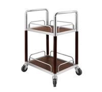 Chariot de service en bois avec roulettes - Chariot utilitaire multifonction à 2 niveaux pour cuisine, salle à manger et bar - Solution de rangement durable