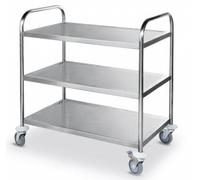 Chariot de service en inox - 3 niveaux - 590x910x (h) 950mm