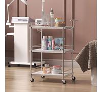 Chariot de service en métal à 3 étages avec poignée intégrée pour le rangement de la cuisine et les fournitures de beauté