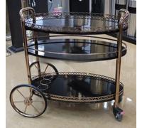 Chariot de service en verre d'acier inoxydable à 3 niveaux, chariot multifonctionnel mobile de service de nourriture et de thé d'hôtel avec des roues(A)