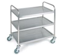 APS Germany Chariot de service 91 x 59 cm, H 93 cm, acier inoxydable natte, 3 Borde