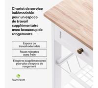 Chariot de service Etsu plan de travail extensible 1 tiroir