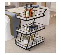 Chariot de Service, Grillage à Eau en Fer forgé à 3 étages, Chariot de Rangement Multifonctionnel, Snacks et Boissons ménagères (Couleur : Noir, Taille : 65x40x90cm)