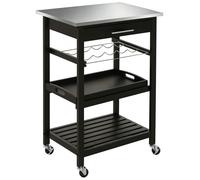Chariot de service - HOMCOM - desserte cuisine table roulante étagère rangement bouteille - acier inox - 60x40x85cm - noir
