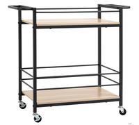 Chariot de service HOMCOM desserte de cuisine à roulettes avec 2 plateaux cadre en métal et aspect bois - dim. 82L x 40l x 75H cm