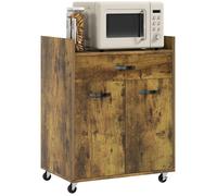 HOMCOM Chariot de Service desserte de Cuisine à roulettes tiroir Placard 2 Portes étagère en Bois Effet Bois d'acajou