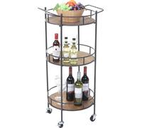 Desserte Hwc-A43, Chariot, Table Roulante, Sapin, Bois Massif, Vintage 100x50x43cm Multicolore