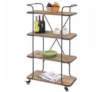 Chariot de service HWC-D97, chariot de cuisine chariot de bar chariot d'appoint, 4 niveaux sapin bois 116x637x34cm
