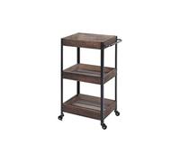 Chariot de service HWC-H22, bois massif shabby marron