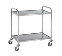 Chariot de Service INOX - 2 Plateaux - 85 x 45 x 90 cm - Roues Pivotantes 360° - Poignées Ergonomiques - Facile à Nettoyer