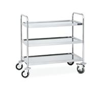 Chariot de Service Inox Monté 3 étagères 900 x 500 mm