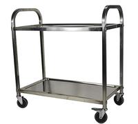 Chariot de service multifonction portable robuste en acier à 2 couches avec poignée poussoir facile à déplacer pour cuisine et restaurant, 3 tailles, argent, 75 x 40 x 83,5 cm, 85 x 45 x 90 cm