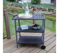 Chariot de service Outdoor à 3 niveaux Chariot barbecue Chariot à roulettes Chariot d'appoint Chariot à boissons Chariot de cuisine 80x80x41cm