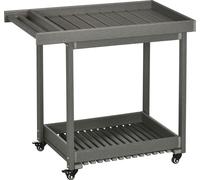 Chariot de service Outsunny, Barbecue Trolley avec porte-serviettes, chariot de jardin avec 2 étagères, table multifonctionnelle d'extérieur avec roulettes, pour jardin, balcon, 87 x 50 x 80cm