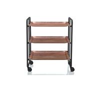 Chariot de service pliable bauhaus à roulettes - métal noir, 3 niveaux Don Hierro