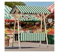 Chariot de service pliable mobile avec roues - Kiosque de marché polyvalent en bois pour la nourriture, les jouets, les cadeaux et les fleurs - Parfait pour les marchés fermiers