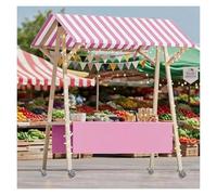 Chariot de service pliable mobile avec roues - Kiosque de marché polyvalent en bois pour la nourriture, les jouets, les cadeaux et les fleurs - Parfait pour les marchés fermiers