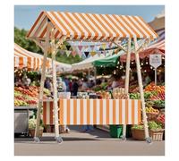 Chariot de service pliable mobile avec roues - Kiosque de marché polyvalent en bois pour la nourriture, les jouets, les cadeaux et les fleurs - Parfait pour les marchés fermiers