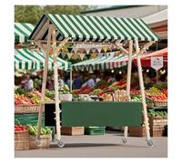 Chariot de service pliable mobile avec roues - Kiosque de marché polyvalent en bois pour la nourriture, les jouets, les cadeaux et les fleurs - Parfait pour les marchés fermiers