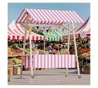 Chariot de service pliable mobile avec roues - Kiosque de marché polyvalent en bois pour la nourriture, les jouets, les cadeaux et les fleurs - Parfait pour les marchés fermiers