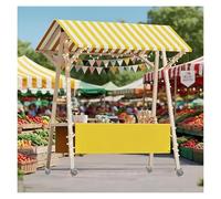 Chariot de service pliable mobile avec roues - Kiosque de marché polyvalent en bois pour la nourriture, les jouets, les cadeaux et les fleurs - Parfait pour les marchés fermiers