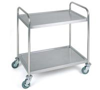 APS Chariot de Service 91 x 59 cm, H: 93 cm Acier Inoxydable natte, 2 Borde