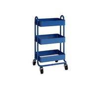 Chariot de service Pyhäntä à roues 3 paniers acier 78,5 x 46 x 35 cm bleu [en.casa]
