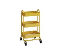 Chariot de service Pyhäntä à roues 3 paniers acier 78,5 x 46 x 35 cm jaune [en.casa]
