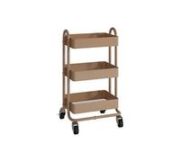Chariot de service Pyhäntä à roues 3 paniers acier 78,5 x 46 x 35 cm marron clair [en.casa]