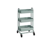 Chariot de service Pyhäntä à roues 3 paniers acier 78,5 x 46 x 35 cm vert menthe [en.casa]