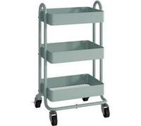 Chariot de service Pyhäntä à roues 3 paniers acier 78,5 x 46 x 35 cm vert menthe [en.casa] Vert G