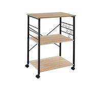 Desserte - TECTAKE - Chariot de service RUGBY en panneau aggloméré à 3 niveaux, style industriel, 65,5 x 45,5 x 88,5 cm - Bois clair