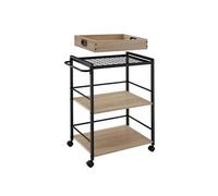 DESSERTE DE CUISINE - TECTAKE - Chariot de service WORCESTER 3 niveaux et plateau amovible - Bois Clair