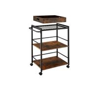 DESSERTE DE CUISINE - TECTAKE - Chariot de service WORCESTER 3 niveaux et plateau amovible - Bois Foncé