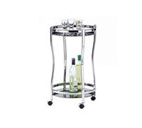 IDIMEX Chariot de Service Vega Table d'appoint Ronde sur roulettes Chariot à thé et Boisson en métal chromé, avec 2 étagères en Verre trempé Noir
