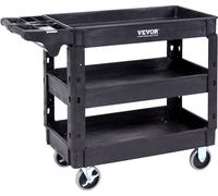 Chariot de service VEVOR 103x43,5x85,7cm Chariot de débarrassage Capacité de charge 249kg Chariot en polypropylène Chariot polyvalent à 3 compartiments Chariot de cuisine avec roues pivotantes Chariot