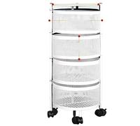 Chariot de sol rotatif multicouche amovible avec panier en maille, chariot de rangement respirant anti-chute pour cuisine, salon, chambre à coucher