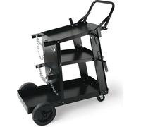 Chariot de soudage SucceBuy, chariot de soudage haute performance à 3 étages avec capacité de charge de 400 livres, roues pivotantes à 360° et stockage du réservoir avec chaînes de sécurité, chariot d
