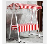 Chariot de Stand de Vente, kiosque Alimentaire Mobile Portable avec roulettes, Chariot de fête événementielle, Stand de Vendeur de marché avec auvent et Drapeau décoratif, Nappe Rouge (1,3 m