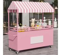Chariot De Stand Mobile Avec Auvent, Chariot De Nourriture De Rue For Centre Commercial/marché De Nuit, Adapté Aux Stands D'exposition Commerciaux(Pink,120cm/47.2in)