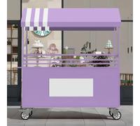 Chariot De Stand Mobile Avec Auvent, Chariot De Nourriture De Rue For Centre Commercial/marché De Nuit, Adapté Aux Stands D'exposition Commerciaux(Purple,140cm/55.1in)