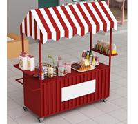 Chariot De Stand Mobile Commercial, Avec Auvent Pare-soleil, Stockage Grande Capacité, Idéal For Les Zones Panoramiques/marchés Éphémères/événements Vacances(Red,160cm/62.9in)