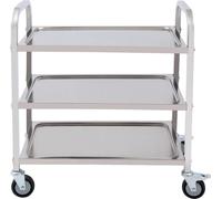 Chariot de stockage, acier inoxydable durable, design mobile, argenté